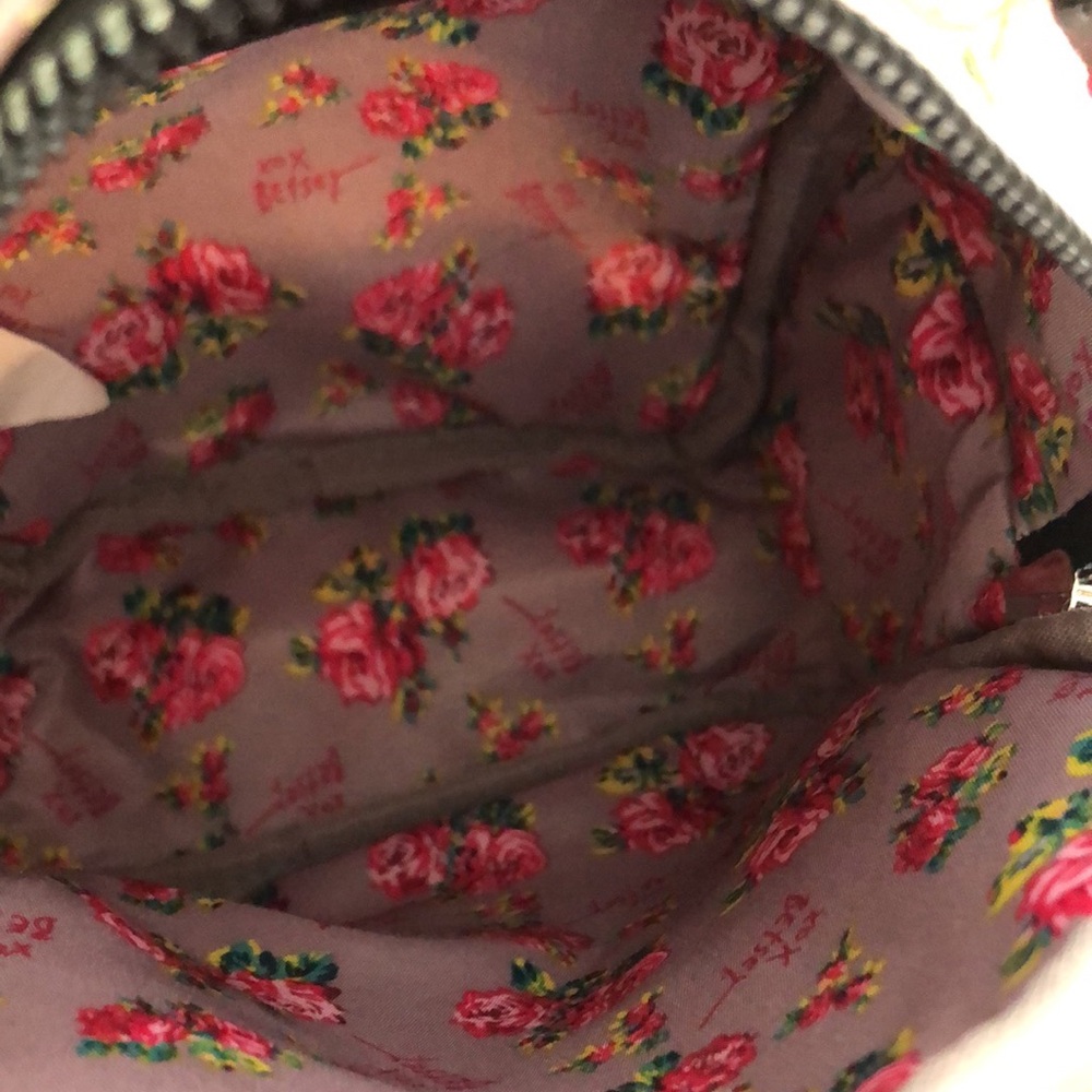 BETSEY JOHNSON  French Bull dog roses pattern mini backpack w/shoulder straps - Picture 12 of 15
